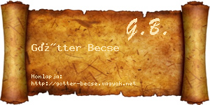 Götter Becse névjegykártya